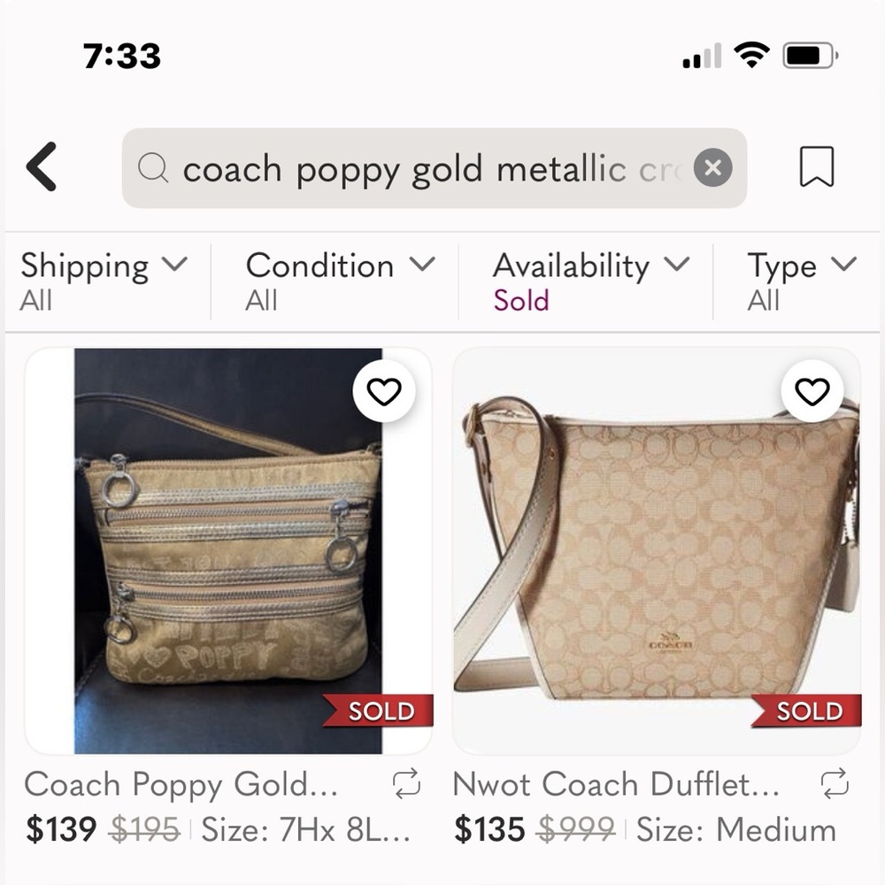 Coach Poppy EUC Bag Gold Metallic Lurex Crossbody Y2K Coach Poppy - Picture 5 of 15